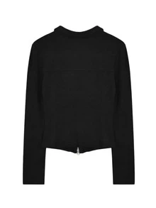 休闲纯色拉链长袖修身T恤 黑色 春季 - 黑色 - 查看 2