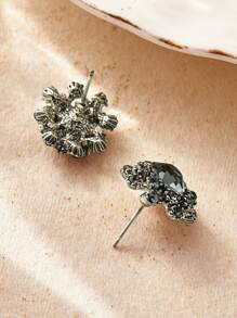 Andkiss 水鑽裝飾耳釘 - 灰色 - 查看 3