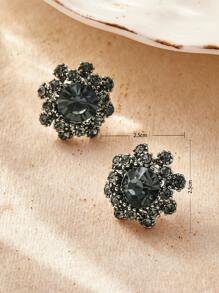 Andkiss 水鑽裝飾耳釘 - 灰色 - 查看 4