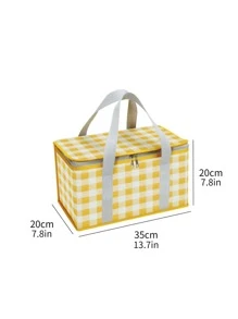 1入組格子圖案保溫飯袋 - 彩色 - 查看 2