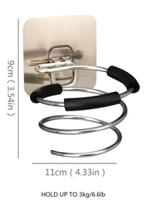 1pc Wall Mounted Stainless Steel Hair Dryer Holder,Creative Solid Hair Dryer Hanging Rack For Bathroom - Silver - View 8