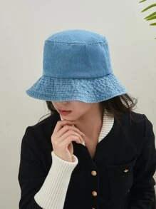 Solid Bucket Hat Casual - Blue - View 4