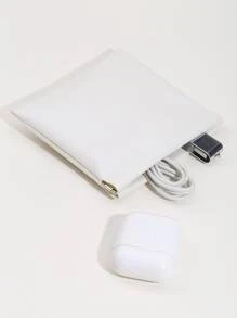1入組素色PU皮革數據綫收納袋 - 白色 - 查看 2