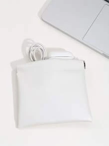 1入組素色PU皮革數據綫收納袋 - 白色 - 查看 3