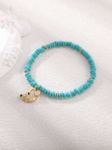 Flower Charm Beaded Bracelet - Multicolor - View 1