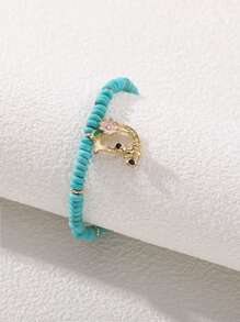 Flower Charm Beaded Bracelet - Multicolor - View 2