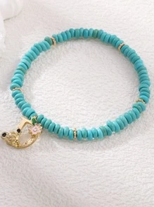 Flower Charm Beaded Bracelet - Multicolor - View 3