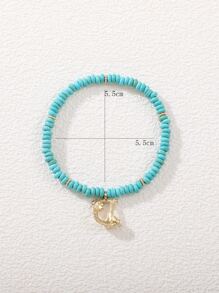 Flower Charm Beaded Bracelet - Multicolor - View 4