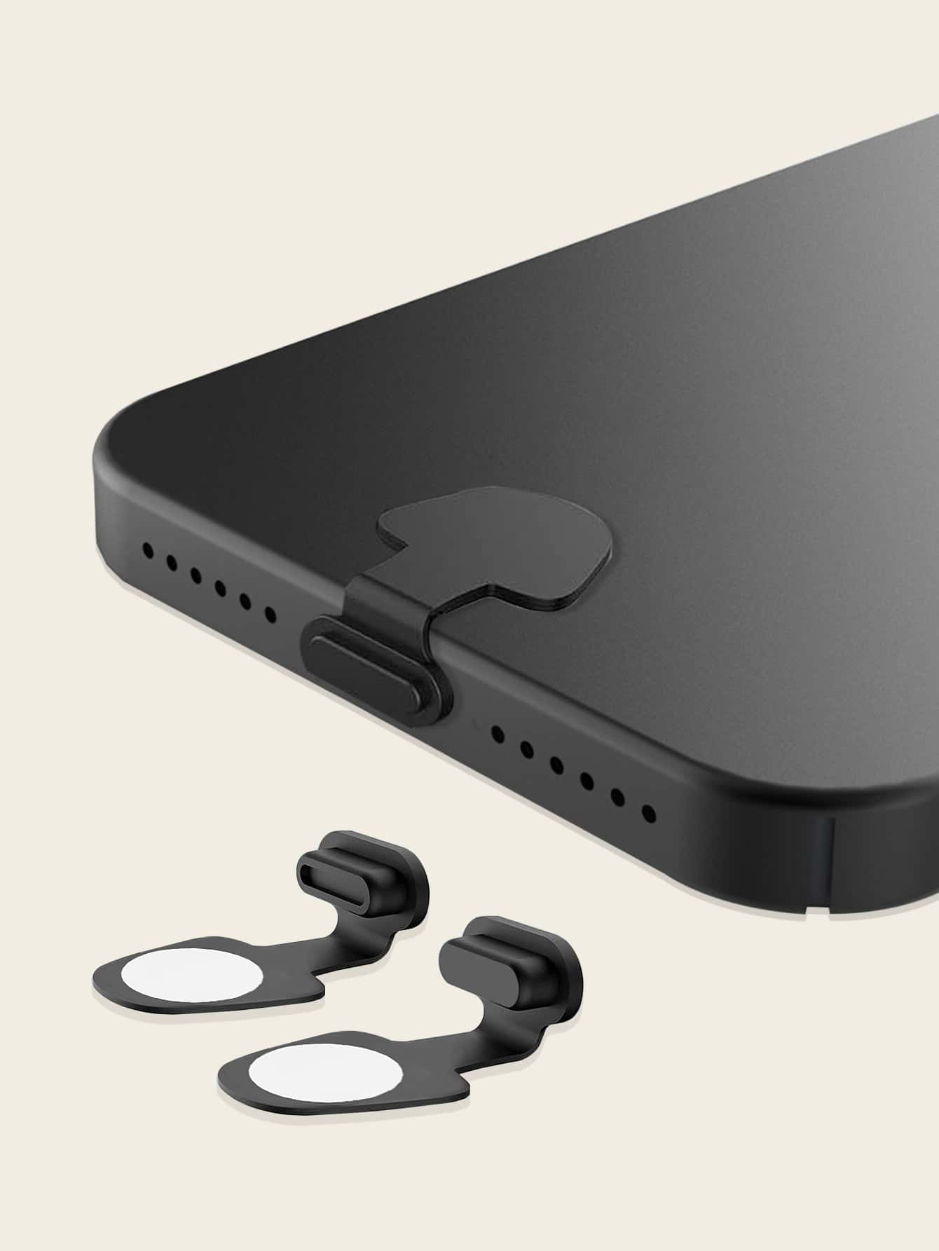 2pcs Silicone Anti-lost Universal Dust Plug - Black - View 1