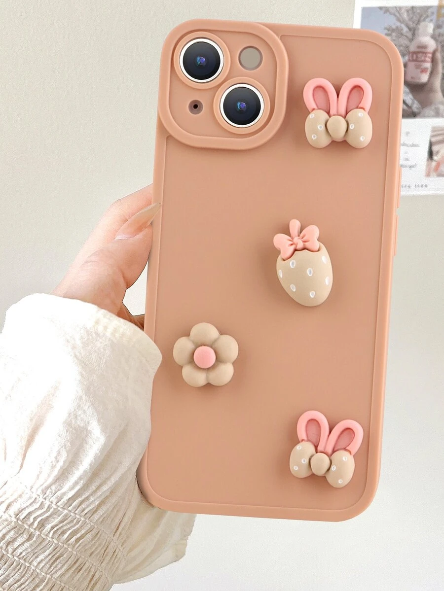 Flower & Strawberry Decor TPU Phone Case - Multicolor - View 1