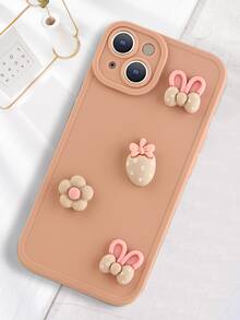 Flower & Strawberry Decor TPU Phone Case - Multicolor - View 3