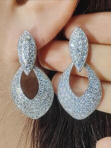 Rhinestone Decor Stud Earrings - Silver - View 2