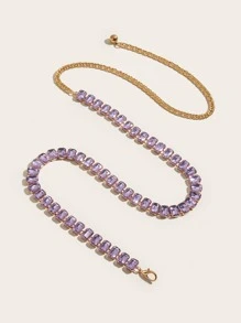 1 cái Phụ nữ Tím Pha lê Dây chuyền thắt lưng - Màu tím hoa cà - Xem 4