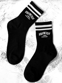 1 par de calcetines de media caña con gráfico Brooklyn 1898 New York para mujeres/hombres/estudiantes, suaves y cómodos, apropiados para la temporada escolar y el uso diario - Multicolor - Ver 3