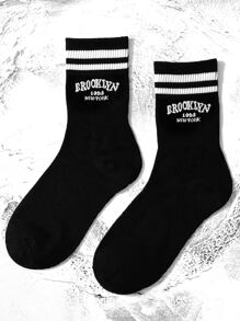 1 par de calcetines de media caña con gráfico Brooklyn 1898 New York para mujeres/hombres/estudiantes, suaves y cómodos, apropiados para la temporada escolar y el uso diario - Multicolor - Ver 4