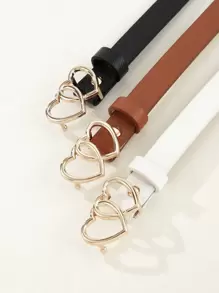Juego de 3 cinturones decorativos en forma de corazón para mujeres, de color dorado elegante, adecuados para suéteres, vestidos, jeans, uso diario y oficina