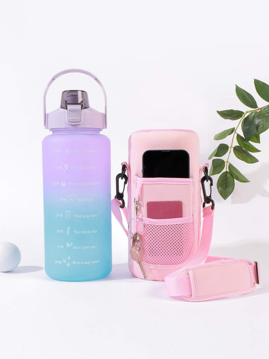 1入組2000毫升水瓶帶1入組水瓶蓋現代漸層便攜式水瓶和戶外瓶蓋套裝 - 紫色 - 查看 1