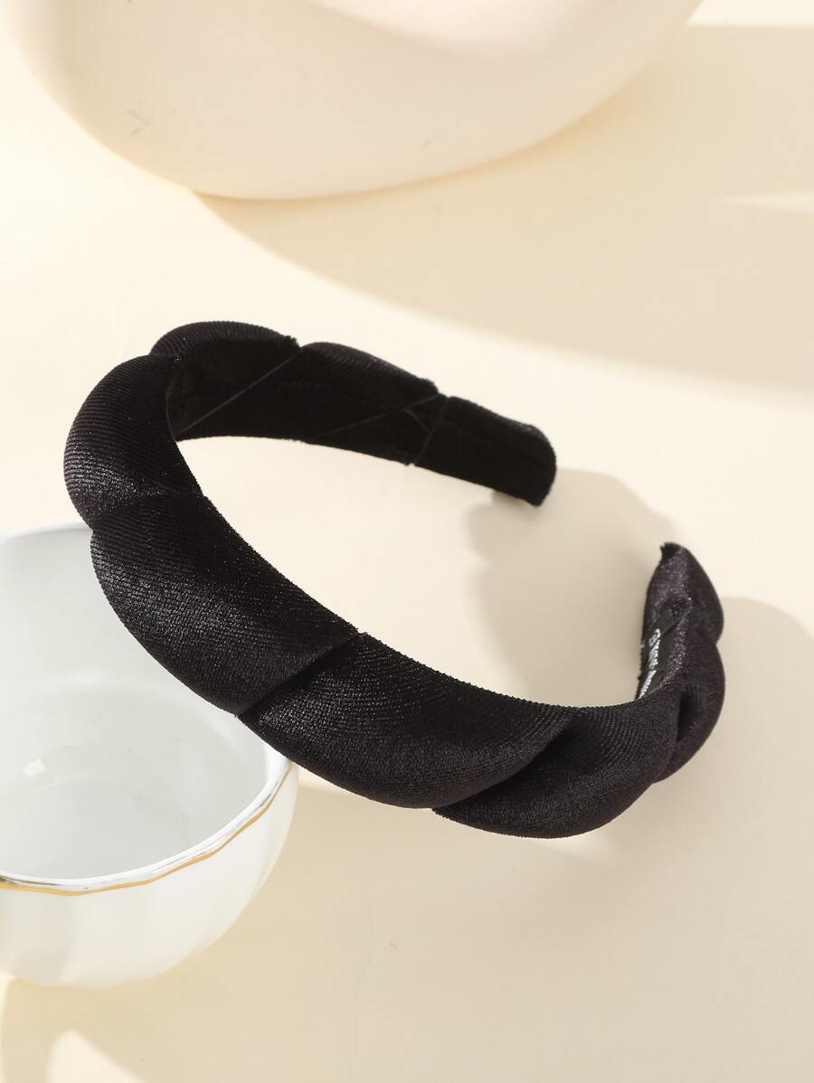 Băng đô xếp ly trơn, Băng buộc tóc, Vòng cài tóc, Phụ kiện tóc, Băng đô, Mùa hè, Kỳ nghỉ, Du lịch, Lễ hội, Sinh nhật - màu đen - Xem 1