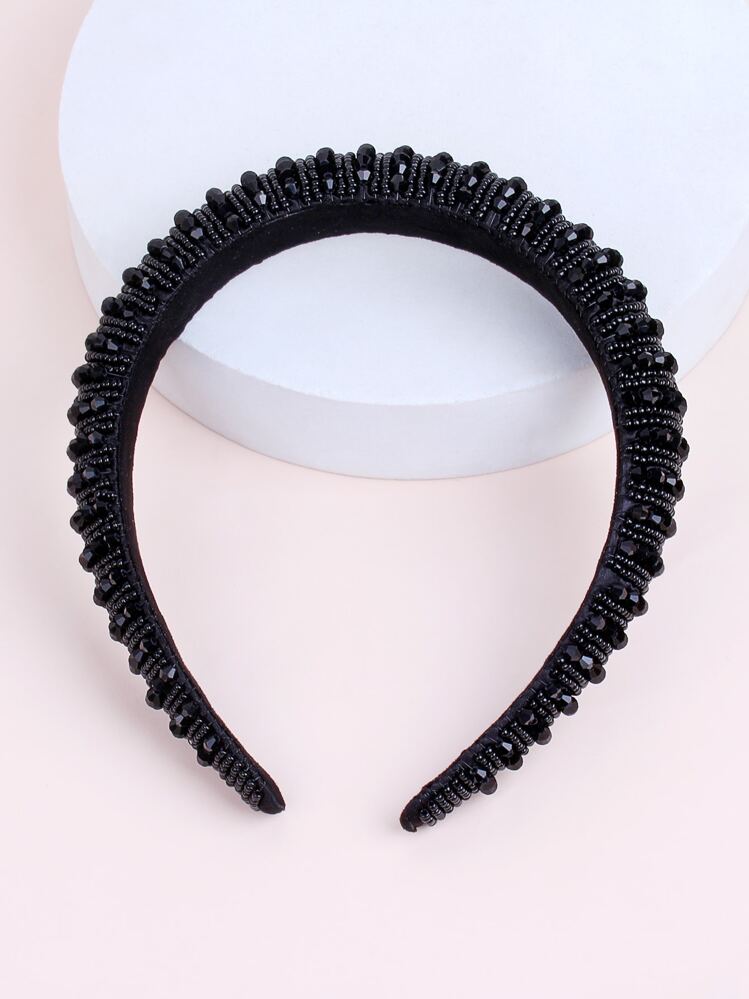 Trang trí hạt cườm Wide Headband - màu đen - Xem 3