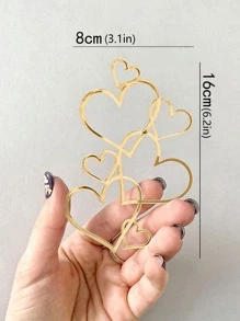 1pc Valentine's Day Heart Shaped Cake Decoration - Gold - View 3