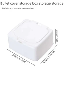 1入組素色塑料桌面收納盒簡約白色翻蓋桌面收納盒 - 白色 - 查看 2