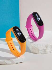 2pcs/set Kids LED Electronic Watch - Black - View 1