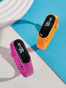 2pcs/set Kids LED Electronic Watch - Black - View 3