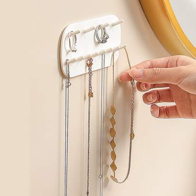 1 Giá treo đồ trang sức gắn tường, Giá để đồ trang sức bằng nhựa màu trắng đơn giản, dùng để đựng đồ gia dụng, Quà tặng khi đi du lịch, quay lại trường