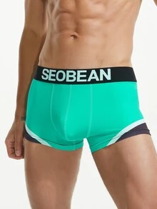 Men Letter Graphic Boxer Brief - Mint Blue - View 3