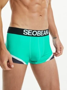 Men Letter Graphic Boxer Brief - Mint Blue - View 4