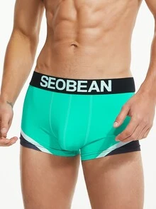 Men Letter Graphic Boxer Brief - Mint Blue - View 5