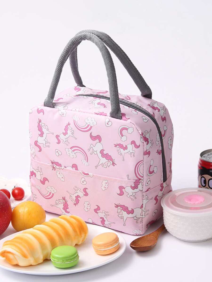1pc Cartoon Unicorn Cute Bento Bag, School Insulation Lunch Box, Lunch