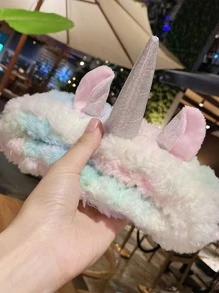 1pc Plush Unicorn Random Bath Headband - Multicolor - View 4