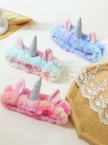 1pc Plush Unicorn Random Bath Headband - Multicolor - View 6