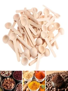 8 件木制调味勺，2.5x7.5 厘米小木勺，适用于厨房学校用品，返校 - 杏色 - 查看 6