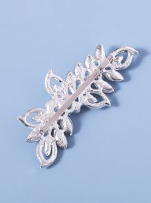 Rhinestone & Faux Pearl Decor Bridal Hair Clip Elegant - Silver - View 2