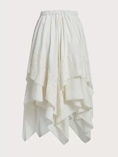 Goth Gonna a orlo frastagliato con pizzo a contrasto in stile rinascimentale