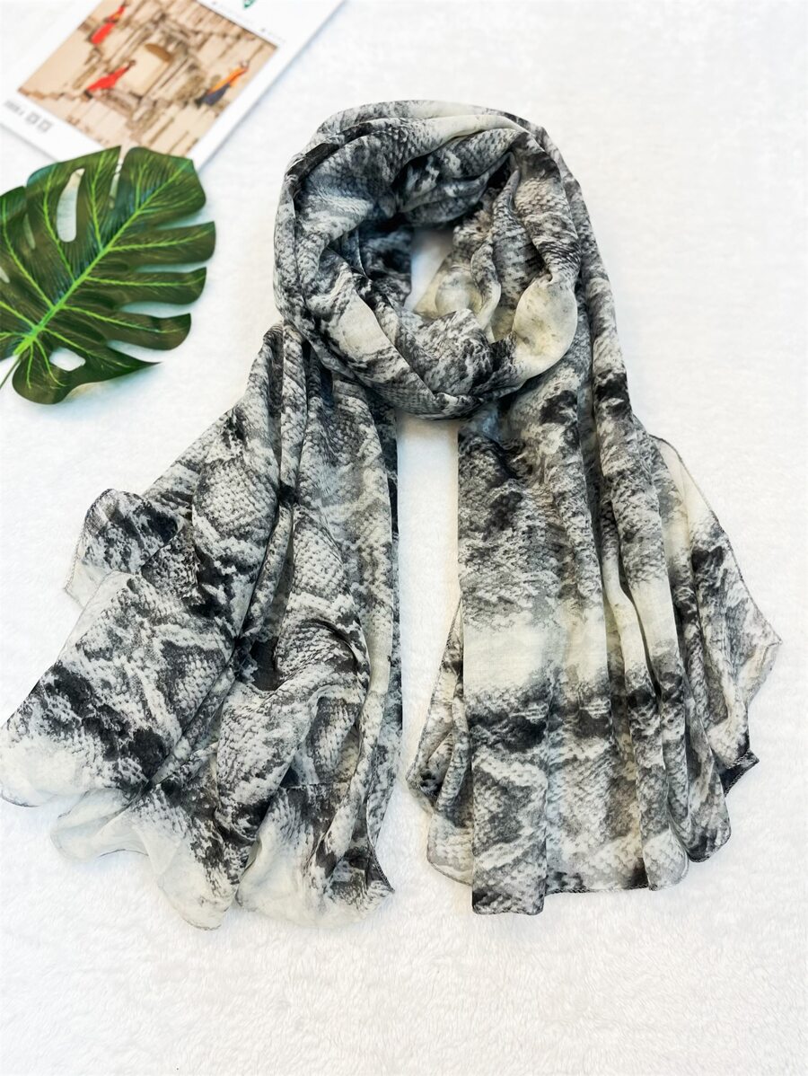 Pañuelo con estampado de piel de serpiente - Gris - Ver 1