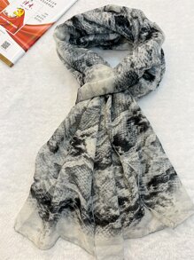 Pañuelo con estampado de piel de serpiente - Gris - Ver 4