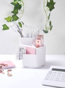 SHEIN Basic living 1pc Rotatable Makeup Organizer For Vanity/Bathroom/Office - White - View 3