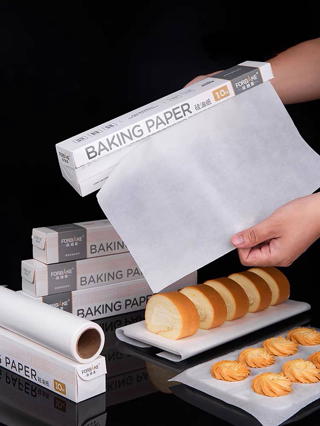 1 rollo de 10M Papel para hornear, hojas de papel pergamino rectangulares para hornear para panadería, barbacoa, fiesta, freidora de aire, cocina, revestimientos de freidora de aire, papel para freidora de aire