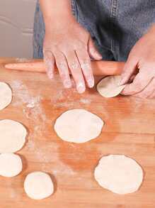 1入組木製卡其色多功能擀麵杖適用於烘焙餃子麵條 - 卡其色 - 查看 3