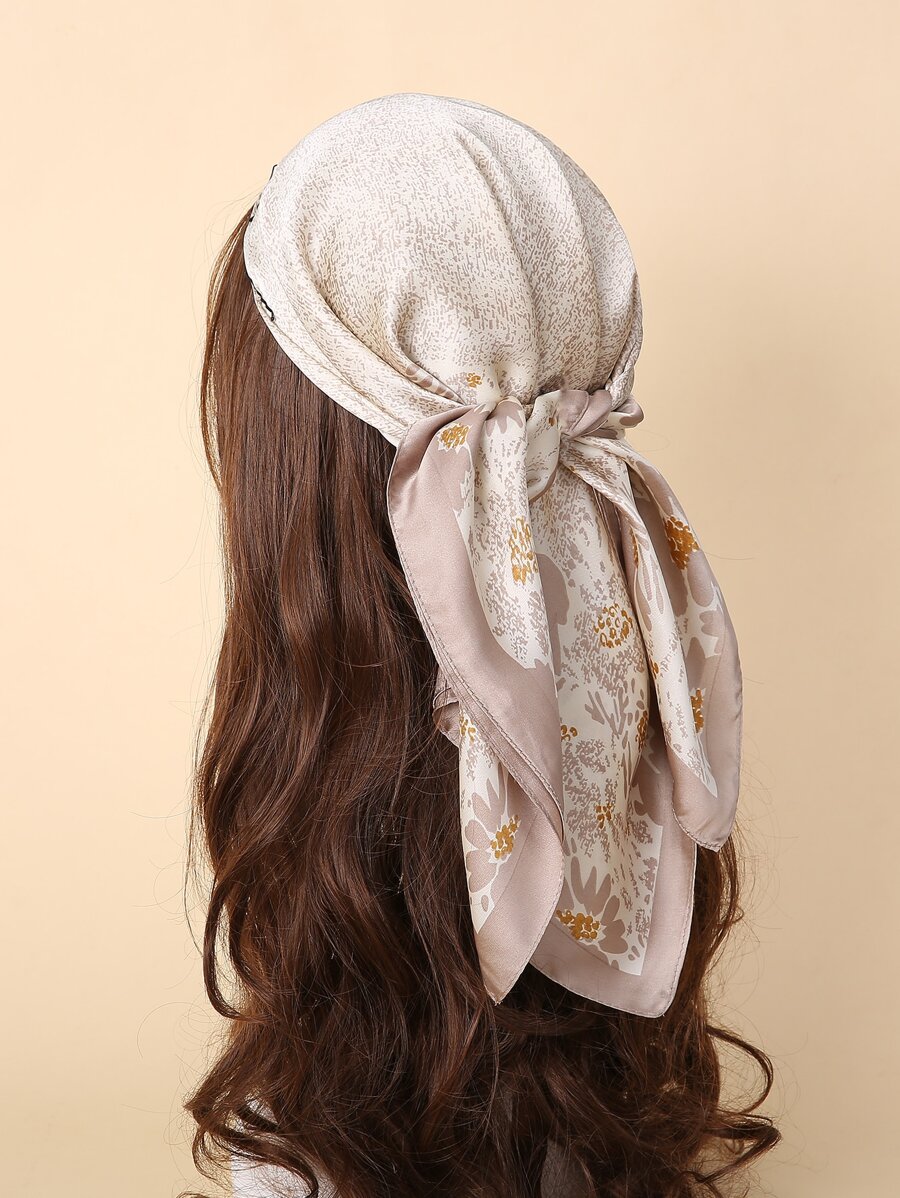 印花雪紡方巾 - 彩色 - 查看 1