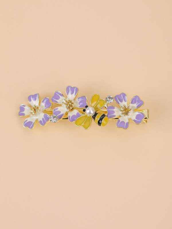 Flower & Bee Decor Alligator Hair Clip SHEIN USA