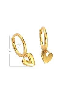 1pair/2pcs Simple & Versatile S925 Silver Heart Shaped Ear Studs, Daily Wear & Gift For Women - Yellow Gold - View 3