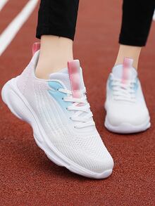 女士透氣輕便漸層前綁帶運動戶外運動鞋