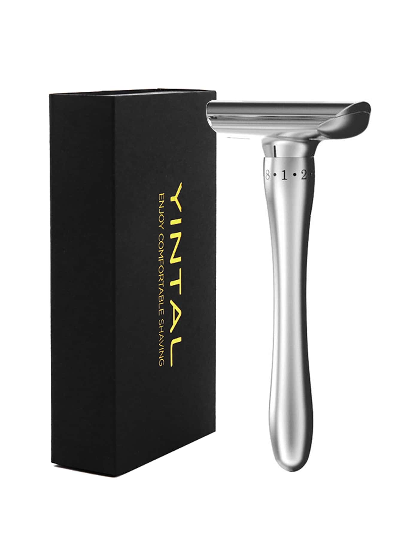 1pc Men Magnetic Adjustable Manual Beard Razor Without Blade,Double Edge Safety Razor, Reusable Travel Essentials Women Razor,Fathers Day Gifts,Easy to Clean,with a Delicate Box - Silver - View 1