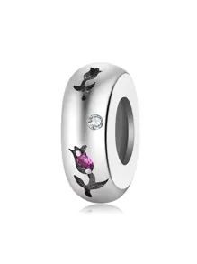 Cubic Zirconia Decor Silver DIY Bead - Silver - View 2