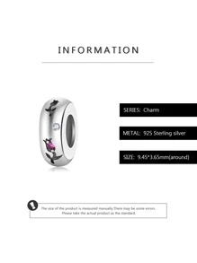 Cubic Zirconia Decor Silver DIY Bead - Silver - View 4