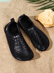 男孩透氣卡通圖案一腳蹬水鞋運動型戶外黑色水襪